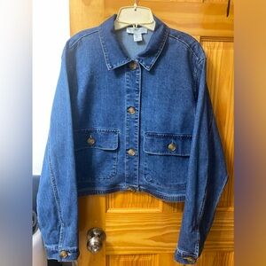 Rachel Zoe boxy cropped denim jacket